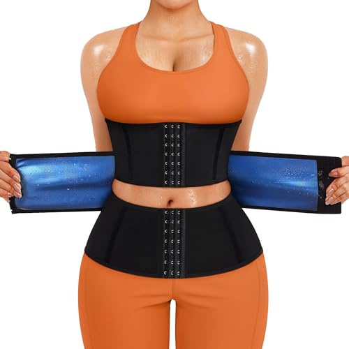 KUMAYES Damen Waist Trainer Bauchweggürtel Korsett Bauchweg Body Shaper Sauna Schwitzgürtel zum Abnehmen Taillenformer Fitness Gürtel (Schwarz, S)