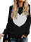 QIXING Women's Jumper Heart-Shaped Cable Knit Winter Sweater Round Neck Long Sleeve Valentine's Day Pullover for Mother Girlfriend (Black-White, L)