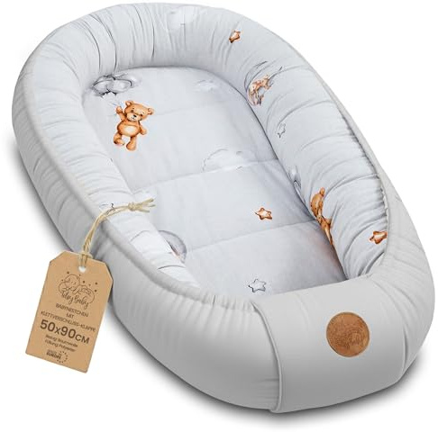 Babynest babynestchen Neugeborene 90 x 50 cm Baby nestchen tragbar Nest für Bett Kinder kuschelnest coccon für Jungen und Mädchen Teddybären
