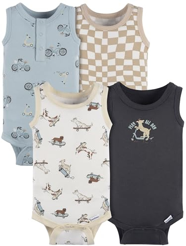 Gerber Baby Boys' Multi-pack Sleeveless Onesies Bodysuit, Blue Bike, 12 Months