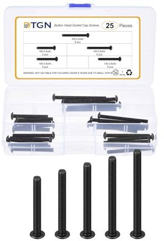 DTGN 25Pcs M5-0.8x40/45/50/55/60mm Vite A Testa Tonda Con Innesto Esagonale - Kit Assortimento Bulloni In Acciaio Al Carbonio - Ideali Per Bici Da Strada, Mountain Bike, Auto
