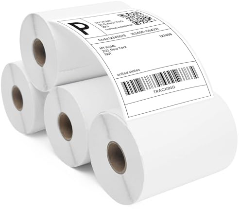 ADHES 4 Rotoli Etichetta Termica Diretta 4 x 6(100 mm X 152 mm)220Lables Bianco Per L'Imballaggio Etichette termiche Di Spedizione,Compatibile Con Stampanti Termiche Etichette