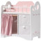 ROBUD Puppenbett Holz, Spielzeug Puppen Bett mit Kleiderschrank, Bettwäsche, Stauraum und Haken, Puppenbett für Puppen bis 55 cm, Puppenzubehör für Kinder ab 3 Jahren Mädchen (Rosa)
