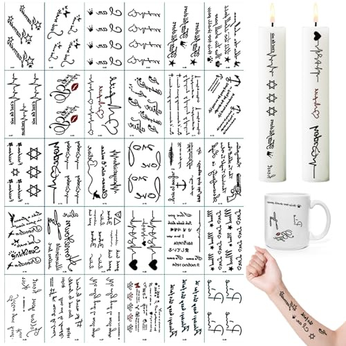 30 tatuajes para velas, 5,7 x 9,7 cm, impresión de transferencia de agua, lámina de aluminio para velas deslizantes de agua, pegatinas para velas, pegatinas para decorar velas (A)