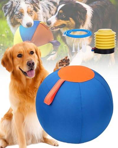 Pelota de pastoreo para perros, inflable grande para razas medianas y grandes, pelota de entrenamiento autosuficiente para mascotas, compatible con pastores, perros de ganado, juego de caballos