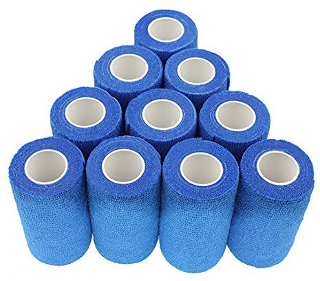 nilo Selbstklebender Verband - 12 Rollen 5cm x 4,5m / Selbsthaftende Bandage für Tiere und Menschen/atmungsaktive & elastische Binde/Haftbandage selbstklebend in Blau