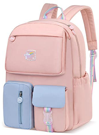 FANDARE Kinderrucksack Schulranzen Schultaschen Jungen Mädchen Schulrucksack Kinder Schultasche für 3-6 Klasse Schüler Outdoor Reise Daypacks Kindergartentasche Rucksack Nylon Rosa Blau