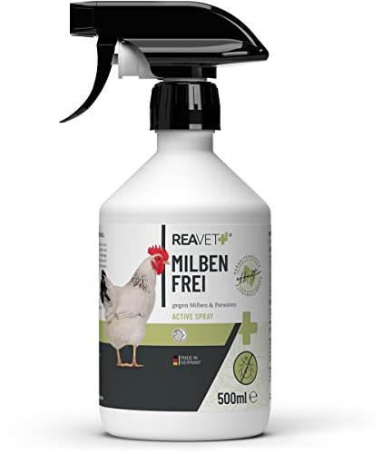 ReaVET Milbenspray für Hühner 500ml mit Soforteffekt gegen Juckreiz & Befall, Antimilbenspray bei Hühner & Geflügel im Hühnerstall I Milbenschutz zur effektiven Abwehr von Milben & Parasiten