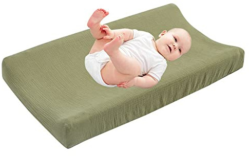 ISAKEN Coprifasciatoio per Pannolini per Bambini, Fasciatoio in Tessuto Elasticizzato per Neonato, Staccabile Materasso Culla Lenzuolo Copertura per Fasciatoio Morbido e Traspirante