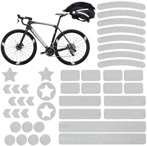 Tsathoggua 42Pcs Reflective Stickers, Reflective Decals Multi Shapes Kit, Waterproof Outdoor Safety Warning Reflective Stickers, Night Visibility Adhesive Stickers for Helmet, Bicycle, Car & Stroller
