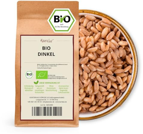 Kamelur Bio Dinkel (1kg) Ganzes Korn aus kontrolliert biologischem Anbau in Deutschland
