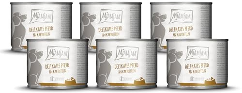 MjAMjAM - Cibo umido premium per cani - cavallo delicato con patate al vapore, confezione da 6 (6 x 200g), senza cereali con carne extra