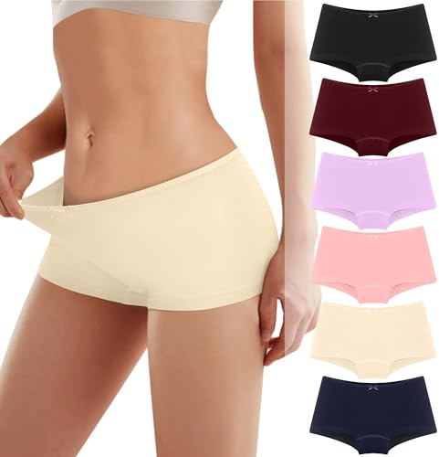 Lakpoau Trosor damtrosor boxershorts bomullstrosor andas bomull hipster damtrosor underkläder kvinnor med bomull steg 6-pack