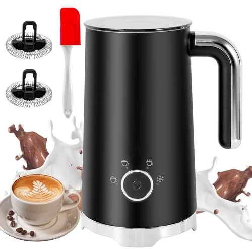 Elektrischer Milchaufschäumer, Automatischer Warm- und Kaltschaumbereiter und Milchwärmer (4-in-1) mit 2 Schneebesen für Latte Macchiato, Cappuccino, Macchiato, heiße Schokolade und Kaffee