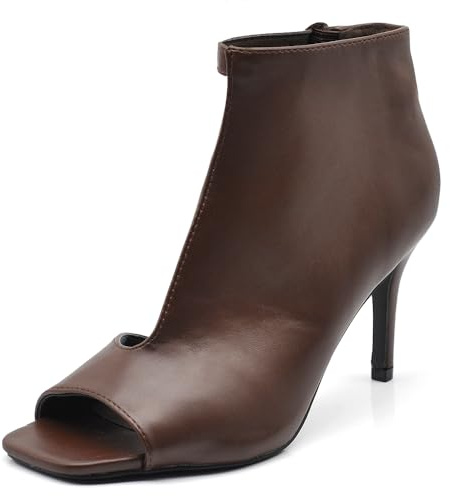 Stivaletti Scarpe da Donna Sandali A Tronchetti Spuntati da Sera Cerimonia Matrimonio Tacco A Spillo LY7901 Marrone N.38