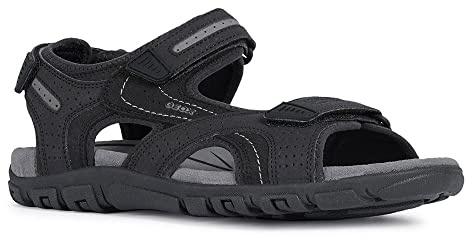 Geox Uomo Sandal Strada D, Sandalias para Hombre, Multicolor (Black/Stone), 43 EU