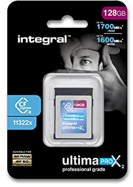Integral 128GB CFexpress Memory Card Type B 2.0 4K RAW & 4K 60 FPS 1700MB/s Read 1600MB/s Write Speed Designed for Your Professional Grade DSLR and Video Cameras