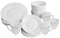 16 Piece White Porcelain Dinner Set | 4 Plates, Bowls and Cups | Party Dinnerware | Service Set for 4 | Dishwasher and Microwave Safe | Kitchen & Dining | M&W