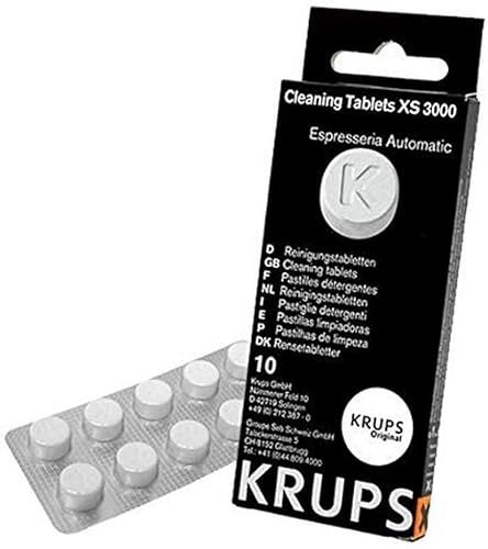 RO Linea Blanca ® Pastillas Limpieza Compatibles Con Krups XS3000 Pack 10 Tabletas Eliminan Grasa Cafe Limpieza 3 Fases Sin Fragancia Para XP9000 EA8000 XP7220 Protege Circuito Agua Cafetera