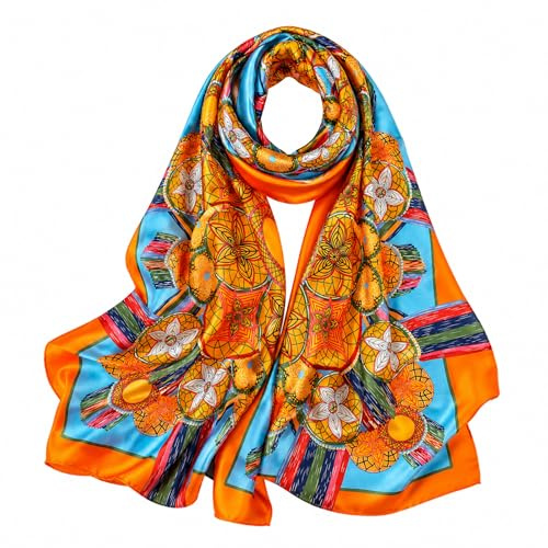 FAIRYGATE Châle Foulard Femme Soie Simili Doux Satin Brillant Confortable Écharpe Léger Plage Printemps Été Style Élégant Lisse 82007
