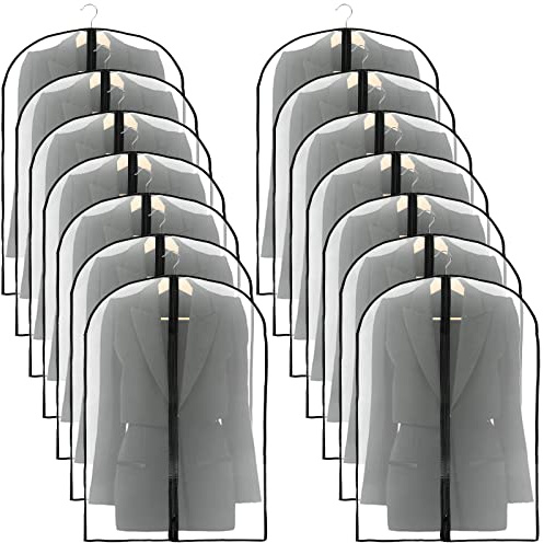 ZEONHEI 15-pack 60 x 140 cm klädskyddsväskor, klädförvaringsväskor med dragkedja, klänningsöverdrag, klädväskor, full längd, dammtätt kostymöverdrag, kostymväska för klänningar, kostymer, kostymer, kappor