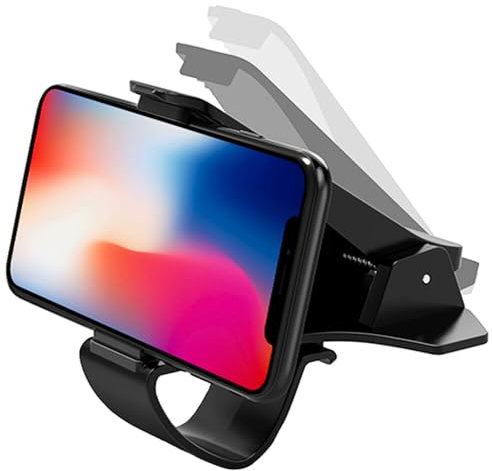 Generico Pinza Porta Telefono SmartPhone Cellulare a Molla, Supporto Plastica per Cruscotto, Ideale per Visione Mappe Navigatore Posizione Orizzontale, Molla per Fissaggio a Pinze