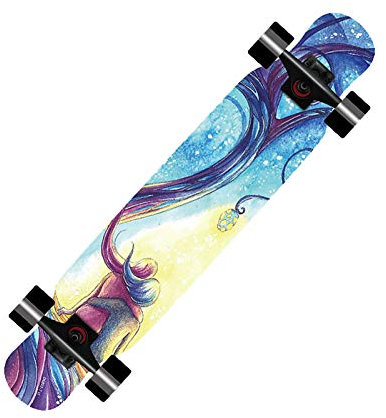 RajoNN RajoNN Longboard Cruiser Skateboard Komplett 7-lagers däck 42x8,9 Skateboard Lönnträ Longboards för vuxna Tonåringar Ungdomar Nybörjare Flickor Pojkar, för cruising Carving