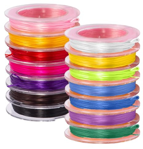 Lot de 14 cordons élastiques pour bracelets - 1 mm x 10 m - Pour la fabrication de bracelets colorés - Fil d'amitié - Convient pour la fabrication de bijoux, colliers, bracelets