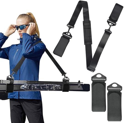 Shoulder Strap per Sci,Sci Cinghia Regolabili,Regolabile Portatile Cinghie da Sci,con Imbottito Fermaglio Nastro Strap ,per Facilmente Trasportare Skis e Poli,per Trasporto,Viaggio
