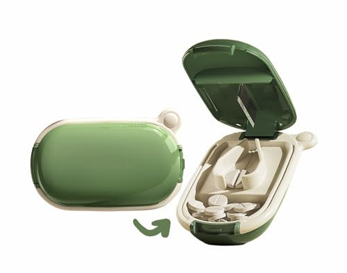 MURRI&MURRDI Kleine Pillenschneider, Portable Pill Splitter Cutter, Tragbarer Tablettenteiler für Taschengeldbörse, Pillenspalter für Alle Große Pillen, Medikamententeiler für Vitamine Tabletten, Grün