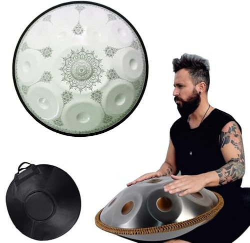 Tamburo Per Lingua Handpan - Tamburo A Percussione In Acciaio, Strumento Per Handpan Da 22 Pollici Mandala Tank Drum Strumento A Percussione In Acciaio Con Borsa Da Viaggio 440 Hz(9Notes)