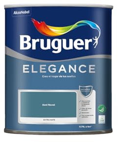 Bruguer ELEGANCE Pintura Monocapa ExtraMate, Paredes y Techos, Interior, Exterior protegido, Alta Durabilidad, UltraLavable, Resistente al Desgaste y Manchas Azul Naval 750 ml
