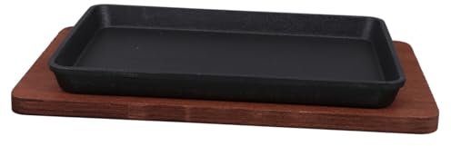 GLEAVI Padella per Bistecche in Ghisa Rettangolare con Base in Piastra Antiaderente Resistente per Cucina e Grigliate per Ristorante e Fajitas