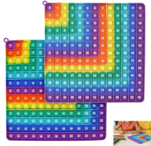 Multiplication Tables for Kids, Times Table Poppet 12x12&12+12, Multiplication Table Pop It, Times Tables Game, Maths Fidget Toys Stress and Anxiety 12x12&12+12 Relief Toys