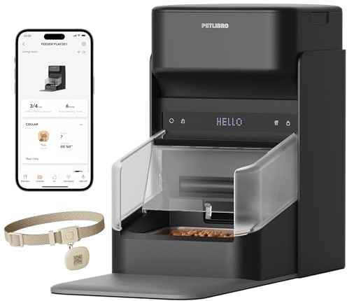 PETLIBRO RFID Automatic Cat Feeder, Collar Sensor for Personalized Meals, Cats Recognition, Diet Tracking and Anti-Stealing for Multi-Pets Homes and Different Diets, Wi-Fi Programmable Food Dispenser