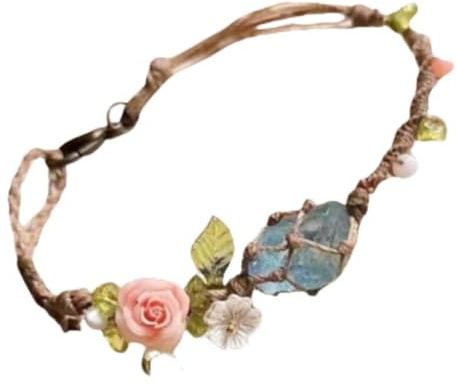 Naturlig kristall blomma armband med låda handgjord färgglad grus pärla vävd repkedja för kvinnor kristall smycken gåva, Length 14-22cm, Box 11*11cm, Kristall, Strass