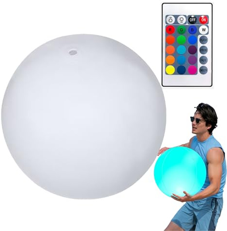 Generico Palloni da spiaggia – Palloni da gioco gonfiabili a LED con telecomando, 16 opzioni di bagliore che cambiano colore, effetti di luce regolabili, Gioco d'acqua al neon per bambini Ad