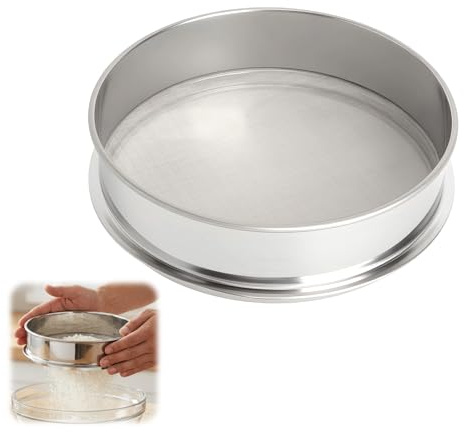 Setaccio per Farina 20cm 150 Mesh Farina Setaccio Rotondo in Acciaio Inossidabile Fine Setaccio per Farina Professionale Setaccio da Cucina a Maglia Fine per Scolare Riso Cereali Frutta Verdura