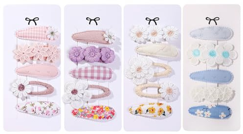 20Pcs 2.2 Toddler Hair Clips, Floral Print Non-Slip Wrapped Snap Hairpins, Handmade Fabric Hair Accessories for Baby Girl Toddlers Kids (Style 1)