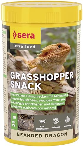 sera Bearded Dragon Grasshopper Snack 250 ml (29g) | Snack proteico naturale per draghi barbuti | Alternativa al cibo vivo | Ideale per l’alimentazione con pinzetta | Mangime per tartarughe