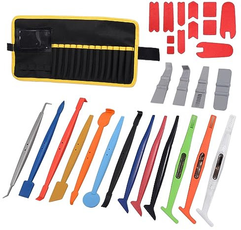 Winjun Autofolie Wrap Stick Micro Mini Rakel Set mit Microfaser Kante für Folierungs Installation Werkzeug