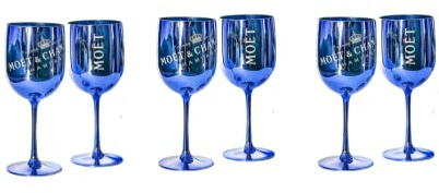 Moët & Chandon - Calici Ice Impérial per champagne e prosecco in acrilico, con un set di sottobicchieri di carta Blu