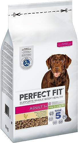 Perfect Fit Adult 1+ Trockenfutter für mittelgroße und große Hunde (>10 kg), 6kg (1 Beutel) – Premium Hundefutter trocken reich an Huhn