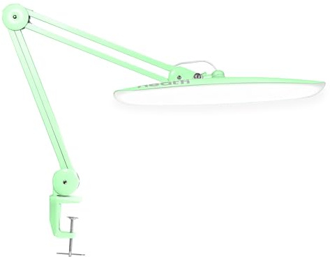 Neatfi XL Nagelbordslampa med Klämfäste, 2200 Lumen, 50cm Brett Lamphuvud, 4 Dimmernivåer, 6500K, LED Arbetslampa för Manikyrbord, Hantverk, Arbetsbänk, Kontor (Icke-CCT med Klämma, Midnattsgrön)