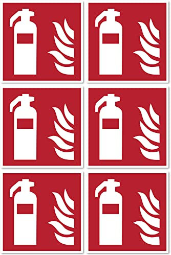 Feuerlöscher Brandschutzzeichen: F001 - DIN EN ISO 7010 / ASR A1.3 - Aufkleber: 5 cm, 6 Stück