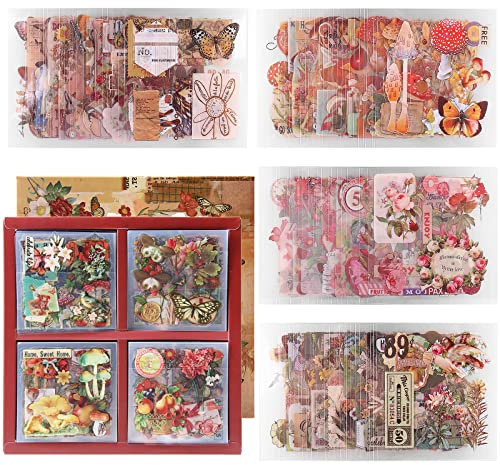 AVECMOI 100 Blatt Pflanzenaufkleber, PET-Scrapbooking-Aufkleber, dekoratives Aufkleber-Set für Bullet Journals, Umschläge, Handkarten