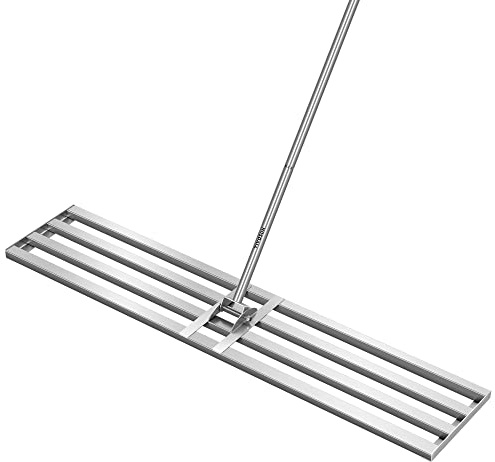 VIVOSUN 48 Lawn Leveling Rake, 48 x 10 x 78 Heavy-Duty Stainless Steel Lawn Leveler with 7FT Adjuatble Long Handle for High Effect, Metal Levelawn for Smooth Soil, Rustproof Rakes for Garden Yard