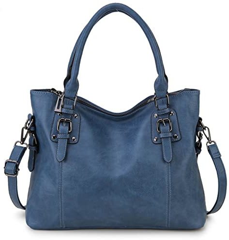MayBlosom Damen Handtasche, Hobo Tasche Shopper PU leder Umhängetasche Schultertasche Geldbörse für Frauen (Blau)