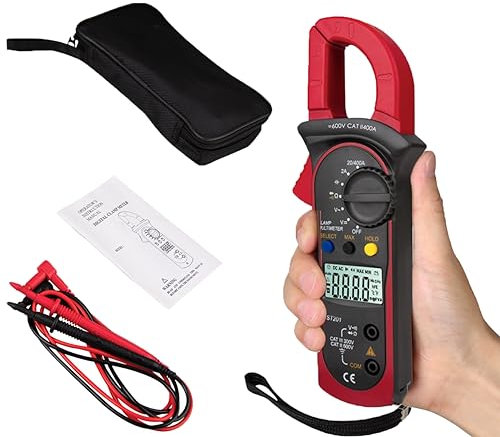 Clamp Meter, 6000 Counts Auto-Range Multimeter 600V AC/DC Voltage with LCD Backlit, Capacitance, Continuity, Resistance, Duty, Diodes, Frecruncy,Non-Contact Voltage Detection