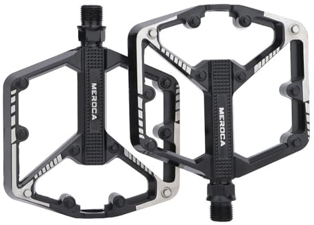 Meteorolite Black/Dazzle Mountain Bike Pedals, 3 Sealed Bearings Aluminum Alloy MTB Pedals with 20 Anti-Skid Pins CNC Bicycle Flat Pedals, 9/16 Lightweight Platform for Road Mountain BMX Bike